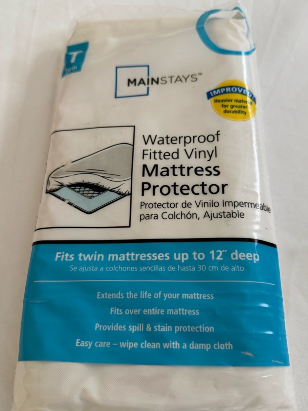 Mainstays  Waterproof Fitted Vinyl Mattress Protector - Twin New